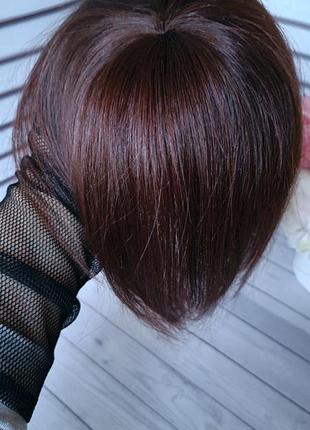 Накладка топпер макушка челка полупарик 100% натуральный волос.9 фото