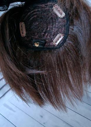 Накладка топпер макушка челка полупарик 100% натуральный волос.7 фото