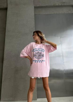Футболка женская оверсайз с принтом качественная стильная туречевая розовая4 фото