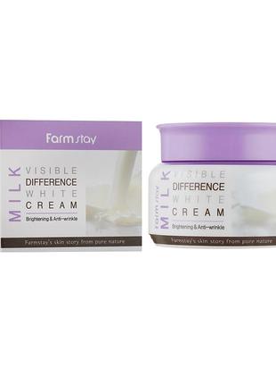 Освітлювальний крем для обличчя з екстрактом молока farmstay visible difference milk white cream