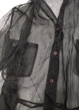 Блузка прозрачная органза с капюшоном3 фото