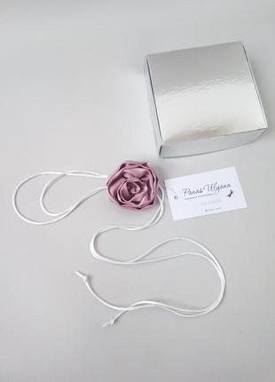 Чокер роза пудровая розовая из искусственного шелка армани - 5 см3 фото