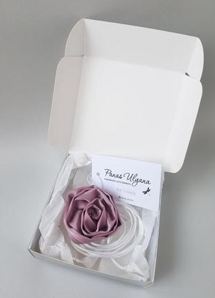Чокер роза пудровая розовая из искусственного шелка армани - 5 см6 фото