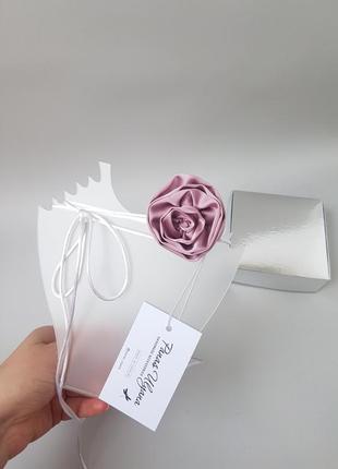 Чокер роза пудровая розовая из искусственного шелка армани - 5 см10 фото