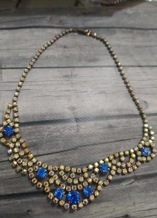 Вінтажне чеське кольє метал кристали