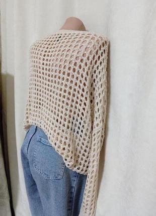 Кофта сітка вязаний светр айворі.6 фото
