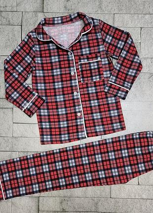 Пижама подростковая по начесу на пуговицах для девочки мальчика 128-152 взраст