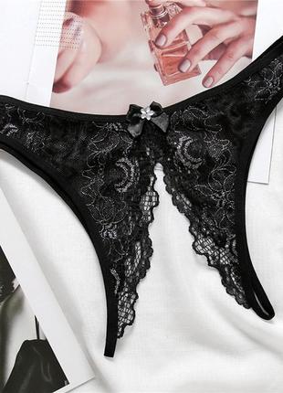 Чорні трусики з розрізом еротична білизна черные с разрезом эротичное белье арт 11071 фото