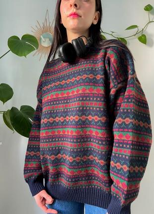 Винтажный свитер широкий джемпер кофта шеорстчной вязаный трендовый6 фото