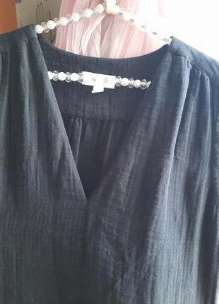 Муслиновое платье миди свободного кроя черное whitencil котон3 фото