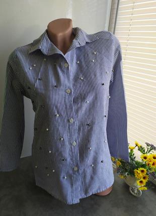 Рубашка, женская рубашка с бусинами1 фото