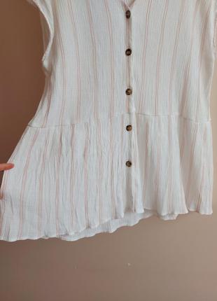 Белая блуза, блузка без рукавов, топ primark, жатая ткань полоска, р. 48 евр., 4xl5 фото