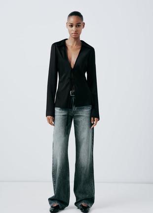 Zara  атласна блуза класична жіноча3 фото
