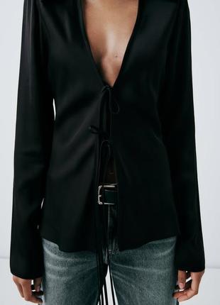 Zara  атласна блуза класична жіноча2 фото