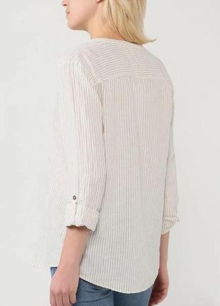 Esprit льняная блуза топ туника полосатая лен рубашка льняная лен3 фото