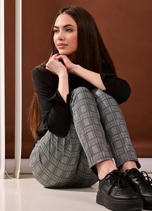 Женские брюки в клетку в сером цвете 42-44, 44-46, 48-50рр