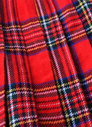 Актуальная юбка миди красная плиссе шотландская клетка на запах4 фото