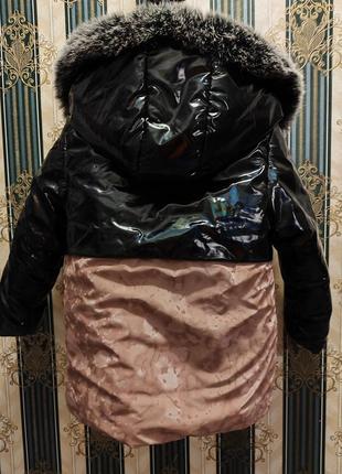 Куртка лак для девочки на меху, пуховик4 фото