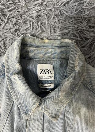 Джинсовка zara джинсовая куртка рубашка голубая7 фото