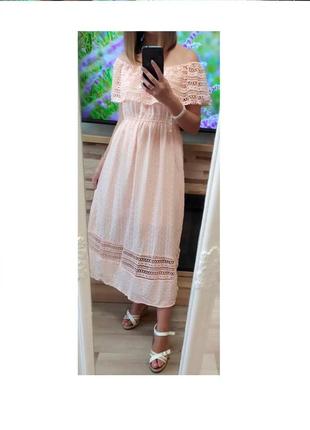 ⛔ ✅платье миди прошва на плечи 100% хлопок