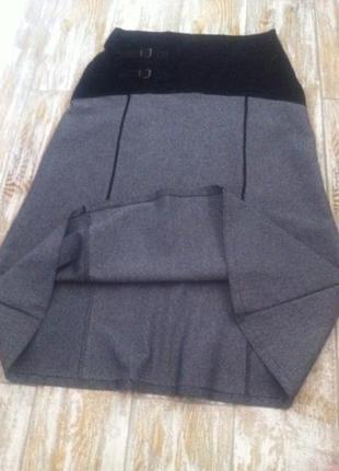 Стильная серая весенняя классическая фабричная миди юбка по фигуре л -48 франция1 фото