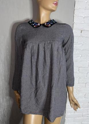 Удлиненная блуза туника с съеденным воротничком zara, s