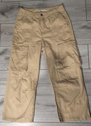 Широкие брюки штаны  карго y2k bershka cargo pants / джинсы палаццо прямые брюки