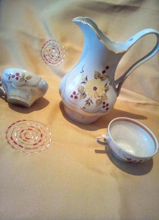 Винтажный набор из кувшина 1,5л и 2 чашек