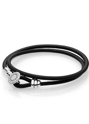 Pandora silver leather bracelet deals