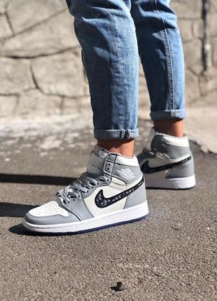 Женские кроссовки Smoke jordan Michael 1 x dior люкс утенство