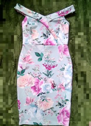 Неймовірне міді плаття lipsy по фігурі/жіноче плаття з відкритими плечима з квітковим принтом3 фото
