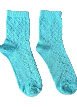 Женские однотонные носки с жакардовой вязкой2 фото