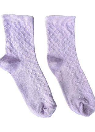 Женские однотонные носки с жакардовой вязкой3 фото