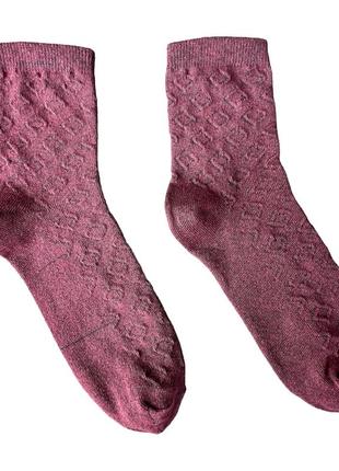 Женские однотонные носки с жакардовой вязкой6 фото