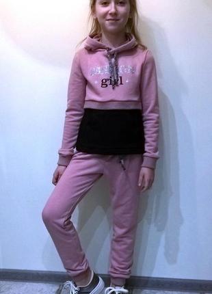 Модний спортивний костюм для дівчинки рожевий2 фото