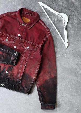 Ексклюзивна кастомна жіноча тай дай джинсовка zara. handmade american vintage y2k denim jacket джинсова куртка градієнт levi’s lee carhartt3 фото