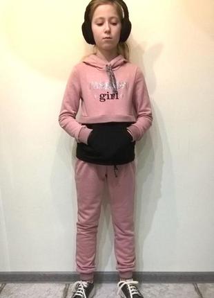 Модний спортивний костюм для дівчинки рожевий7 фото