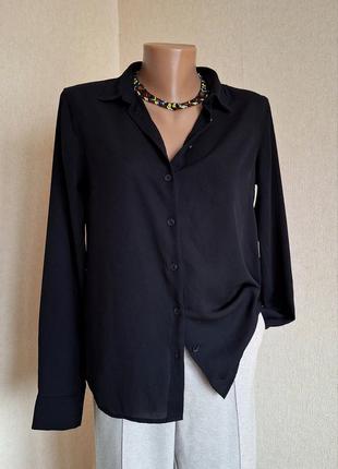 New look базовая черная рубашка блуза блузка рубашка рубахая черная базовая officecore офискор офис кор1 фото