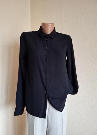 New look базовая черная рубашка блуза блузка рубашка рубахая черная базовая officecore офискор офис кор2 фото