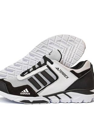 Мужские летние кроссовки белые adidas green white