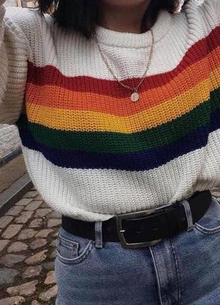 Женский укороченный свитер радуга, кроп свитер женский белый primark y2k1 фото