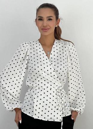 Новая женская блузка на весну в горошек5 фото