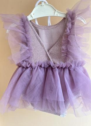 Платье для новорожденных с повязкой 50-56 размер (тянется)2 фото