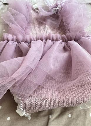Платье для новорожденных с повязкой 50-56 размер (тянется)3 фото