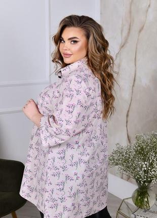 Блузка с цветами 3627 розовая3 фото