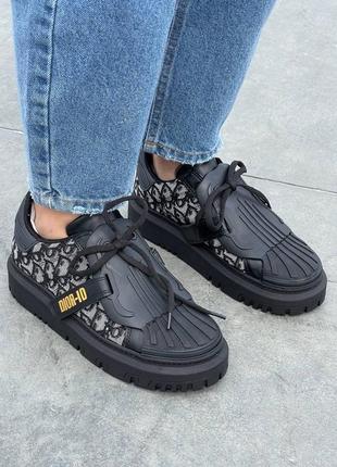 Стильные черные кроссовки в стиле диор текстильные кроссовки кожаные кроссовки в стиле dior id black logo2 фото