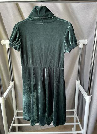 Платье бархатный цвет изумруд3 фото