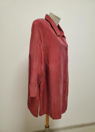 Шикарна брендова віскозна блузка сорочка батал теракотового кольору4 фото