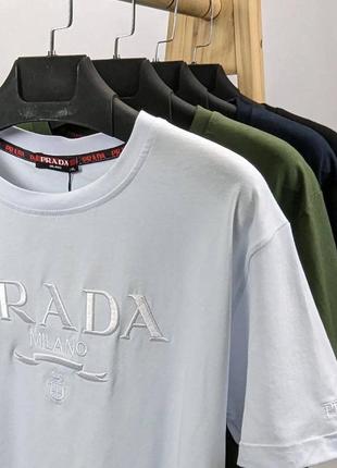 Футболка в стиле prada коттон черная хаки серая4 фото