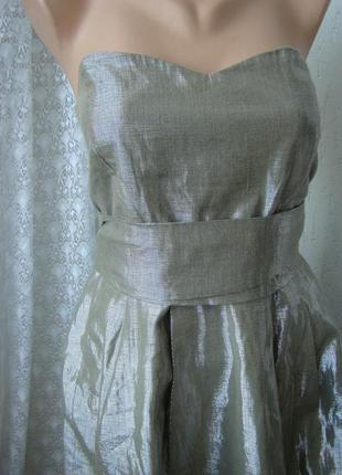 Платье модное нарядное лен блеск мини бренд river island р.42 №33422 фото